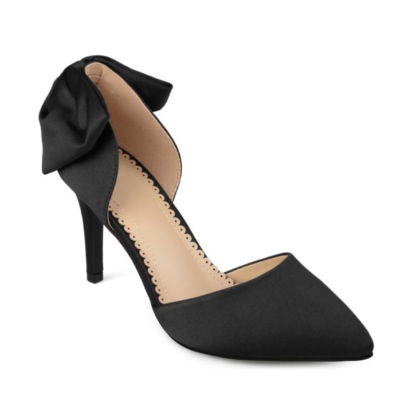 Journee Collection Tanzi Black Satin Pump 6.5 - Picture 1 of 6